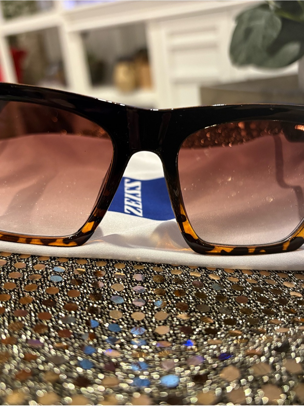 Zeiss Tortoiseshell Cat-Eye Sunglasses with Gradient Lenses and storage pouch